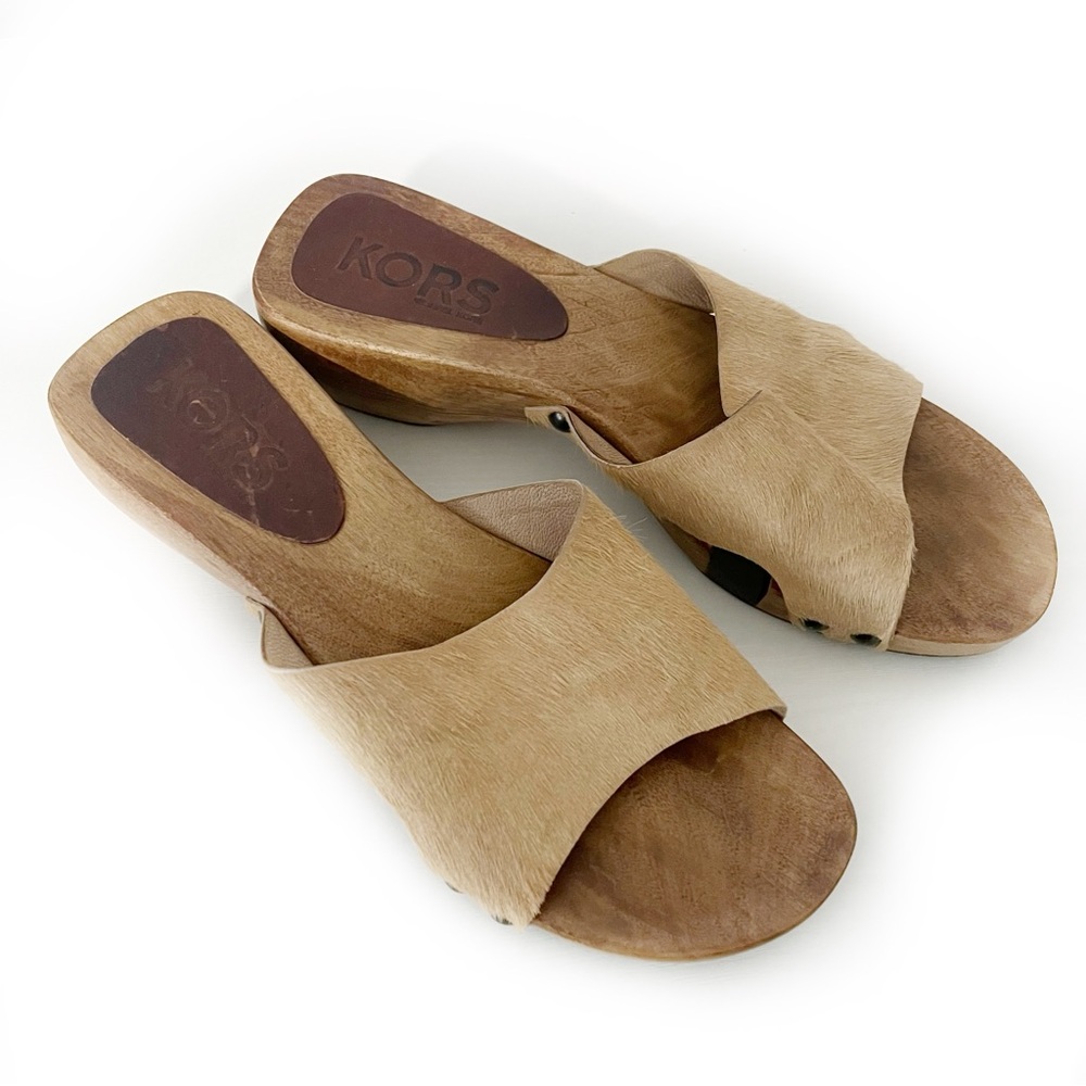 Michael Kors Women’s Wooden Heel Slide Sandals Sz 9